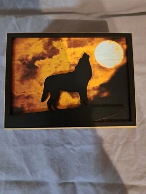 3D Laser Cut Wolf Keepsake Jewelry Wood Cedar Boxes