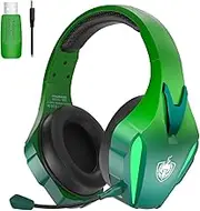 PHOINIKAS Wireless Gaming Headset for PS4/PS5/PC with 7.1 Stereo Detachable Noise Cancelling Microphone LED Lights