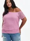 BNWT Torrid Plus Size 3 (22/24) Mauve Off Shoulder Lined Floral Lace Top
