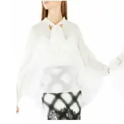 NEW BCBG MAX AZRIA GARDENIA KATEY TIE-NECK PEASANT TOP IQI1V442/S444A SZ XS/S