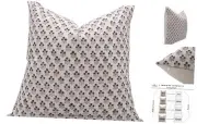 Block Print Duck Canvas 22X22 Throw Pillowcase Cushion Cover with Zipper for