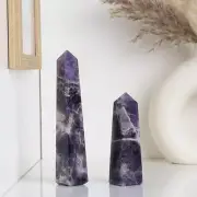 5Pcs Set Large Amethyst Crystal Tower 4 Faceted Obelisk Point Crystal Gift