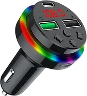 Car Wireless Adapter - Double USB Port Radio Charger Adapter with LED Light Display | Automotive Interior Accessories Multifunctional Car Charger FM Transmitter for Family, Friends