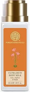 Forest Essentials Ultra-Rich Body Milk Lime Saffron Oudh | Ayurvedic Moisturising Body Lotion For Hydration | Natural Body Moisturizer