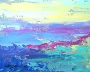 ORIGINAL PAINTING Signed "Serenity Lake" 14x18 rigid canvas by Steven Graff