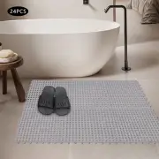 24x Modular Interlocking Cushion Floor Tile Anti-skid Drain Deck Pool Shower Mat