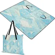 Packable Blanket Waterproof Camping Party Portable Picnic Blanket for Baby Picnic Items Delicate Cartoon Mint Green Gold 60x80in