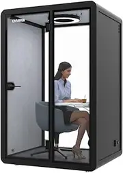 HiWish Office privacy booth & meeting pod,Pre-fab home office,movable workspace,Soundproof Acoustic Privacy Silent premium privacy Workstation pods, phone booth, portable,on Wheels-color Dark Blue, 2M