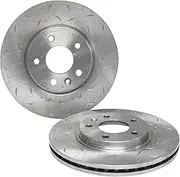 2 x Slotted & Dimple Drilled Front Disc Brake Rotors for Holden Cruze JG JH 4cyl 1.4L A14NET 1.6L A16LET 1.8L F18D4 2.0L Z20S1 2.0L Z20D1 2009 2010 2011 2012 2013 2014 2015 2016 (300mm)