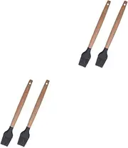Mipcase 2sets Pastry Brush with Wooden Handle High Temperature Resistant Baking Tool for Grilling Barbecue and Cooking Durable Easy to Clean Kitchen Gadget 2pcs*2