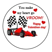kids Race car Valentines day Stickers, labels, tags