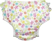 [green sprouts] i play. Baby-Girls Snap Ruffled Swim Diaper, White Turtle Floral, 18 Months
