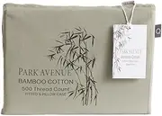 Park Avenue 500 Thread Count Bamboo Cotton Fitted Sheet and Pillowcase Set, Long Single, Jade