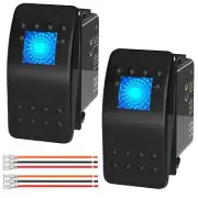Marine Rocker Switch 12V 24V Lighted Rocker Switch 12 Volt 20A Blue LED 3 Pin...