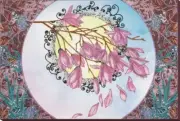 Bead embroidery kit Blooming Magnolia needlework kit Art canvas beadwork pattern