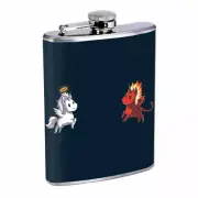 Devil Angel Unicorns Em1 Flask 8oz Stainless Steel Hip Drinking Whiskey
