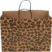 100 Paper Bags Shopping Vogue Leopard Retail Merchandise 16” x 6” X 12 ½" Animal