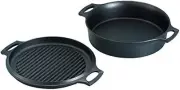 Ikenaga Iron Works Two-handed pan 24.5cm Made in Japan IH compatible set Black