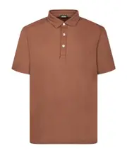 Zegna Short Sleeved Half-Button Polo Shirt IT50 Burnt Sienna