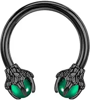 [Decentraland] 1 PC 16G Silver Purple Stainless Steel Dragon Claws Inlaid with Purple Beads Septum Ring Nose Hoop Ear Cartilage Daith Conch Helix Earring Lip Ring Piercing Jewelry for Men and Women