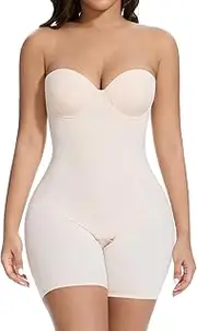 [Decorus] Strapless Shapewear Tummy Control: Strapless Body Shaper For Women Built In Bra - Shapewear Bodysuit Shorts For Dress