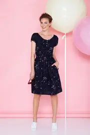 Chirping Trees Cap Sleeve Dress--HAND-10-R-CT