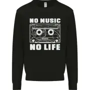 No Music No Life Retro Audio Cassette Kids Sweatshirt Jumper