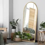 Yezi Full Length Mirror 71"x32" Large Floor Mirror Dressing Free Standing Framed Leaner 180X80CM, Arch Shape Steel Frame Dressing Makeup Wall-Mounted Full Body Mirrors,Bedroom Make Up Home Decor（Gold）