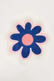 Blue Floral Shaped Bath Mat