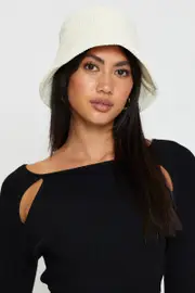 White Corduroy Bucket Hat - Size ONE, Women's Hats