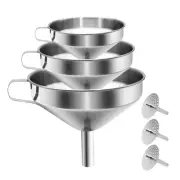 Stainless Steel Kitchen Funnel with Removable Strainer/Filter for Essential/Cook