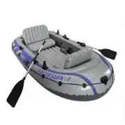 Intex 4 Person Safe Inflatable Boat Water Sports River Fishing Dinghy Raft Set