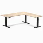 Desky Eco L-Shape Sit to Stand Classic Oak Melamine Desk 1800x1750mm Matte Black Height Adjustable Leg