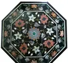30" Marble Side Table Top semi precious stones Inlay pietradura handmade