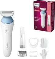 Philips Lady Shaver Series 8000 - Wireless, Wet & Dry, Modern Razor with 5 Accessories including Body Scrub Glove, Facial Hair Remover, Comb Attachment (BRL166/91)