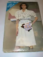 WOMENS UNCUT MCCALLS 5180 Sewing Pattern BLOUSE TIE BUTTON FRONT SKIRT SIZE 8-12