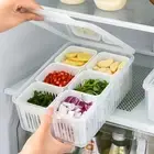 Food Onion Clear Storage Box Drain Basket 6 Grids Fridge Organizer