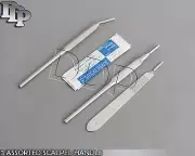 3 ASSORTED SCALPEL HANDLE #3 +10 STERILE SURGICAL SCALPEL BLADES #12