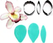Cymbidium Orchid Petal Flower Cutter Cake Decorating Tools Fondant Mold Cattleya Orchid Petal Veiners Mould