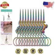 Vibrant Rainbow Scissors Set - 10 Pairs of Ambidextrous Crafting Scissors