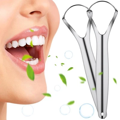 2 Pack Tongue Scraper Stainless Steel Tongue Cleaners Wide-Head Tongue teMfd