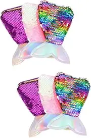 [TOGEVAL] 2sets Adorable Mermaid Tail Sequin Purse Coin Bag for Kids Bag Storage and Daily Use 3pcs*2