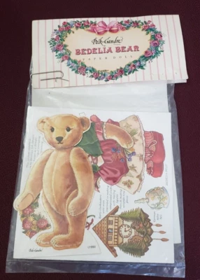 Bedelia Bear Paper Doll Die Cut Peck Gandre 11 outfits 1990 Christmas Gift