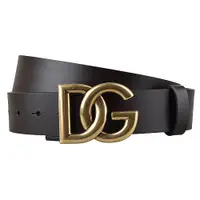 在飛比找蝦皮商城優惠-D&G Dolce Gabbana金字LOGO小牛皮釦式皮帶