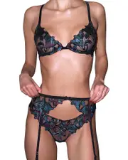 Fleur du Mal Lily Embroidered Garter Belt