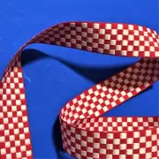 Embroidered Flag Check Ribbon Trim Offray Ribbon 7/8" Red, White 10 yds RB78
