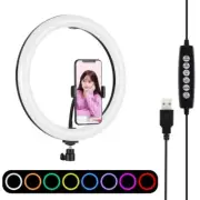 30cm Curved Surface Led Ring Light with Tripod and Phone Clamp - 10 Modes 8 Colo