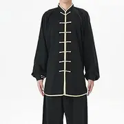 [JFBTHI] Men and Women's Tai Chi Uniform Chinese Traditional Cotton Plus Silk Button Stand Collar Martial Arts Suits Long Sleeve Morning Exercises Kung Fu Clothing Soft and Breathable Summer,006,S