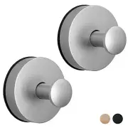 Suction Cup Hooks for Shower, Bathroom, Glass Door Tile - Loofah, Towel - Silver