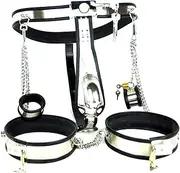 BDSM Stainless Steel Chastity Belt Man with Handcuffs and Underwear Chastity Cage Chastity Cage Men with Buttplug Chastity Device Sex Toys For Men(80-90cm)